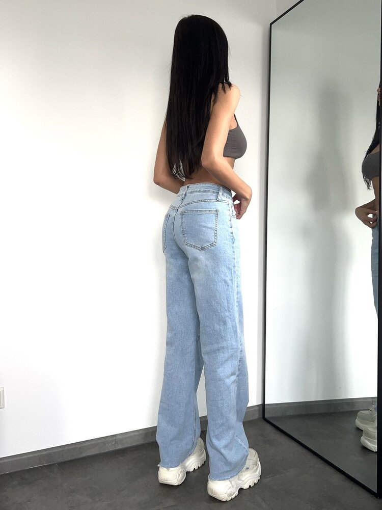 Jionni Mid Waist Straight Leg Jeans / Blue