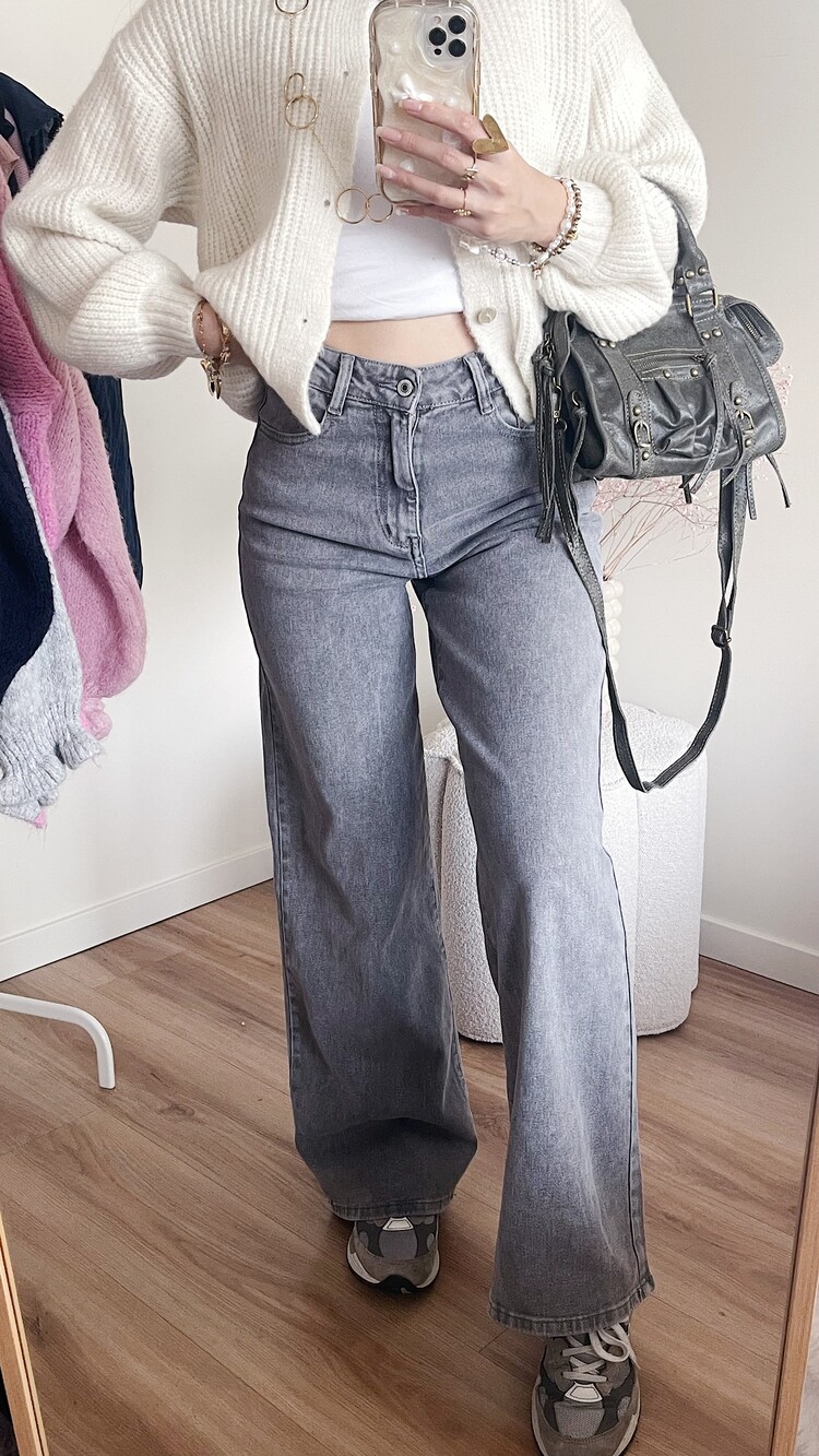 Rhoda Wide Leg Jeans / Grey
