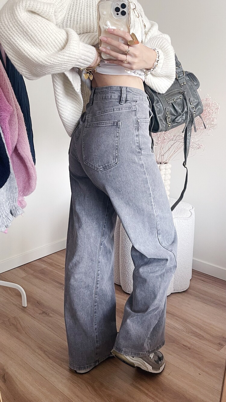 Rhoda Wide Leg Jeans / Grey
