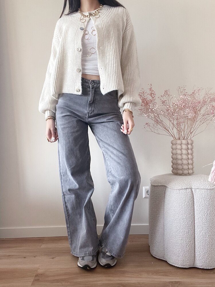 Rhoda Wide Leg Jeans / Grey