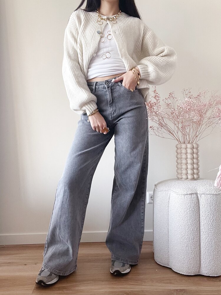Rhoda Wide Leg Jeans / Grey