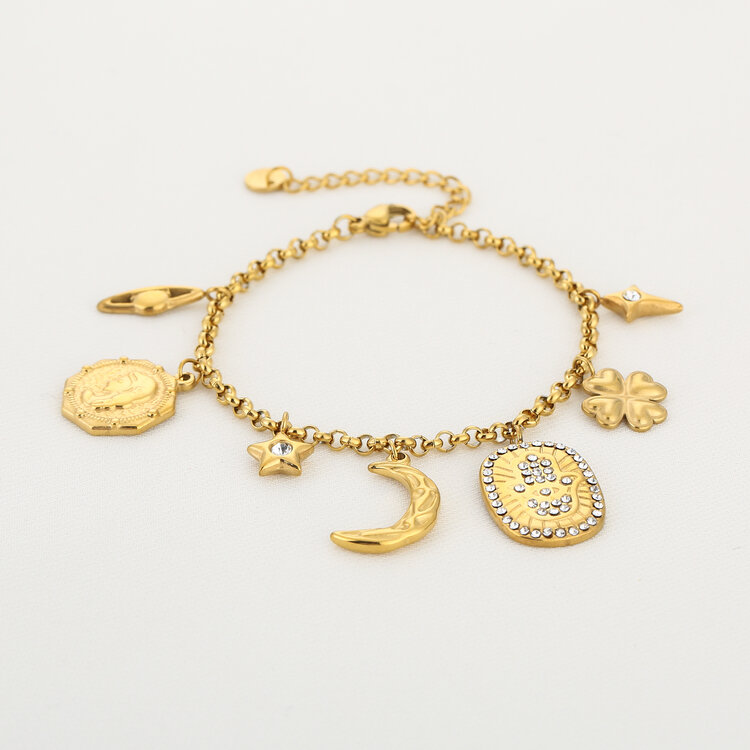 Gold Galaxy Zircon Charms Bracelet