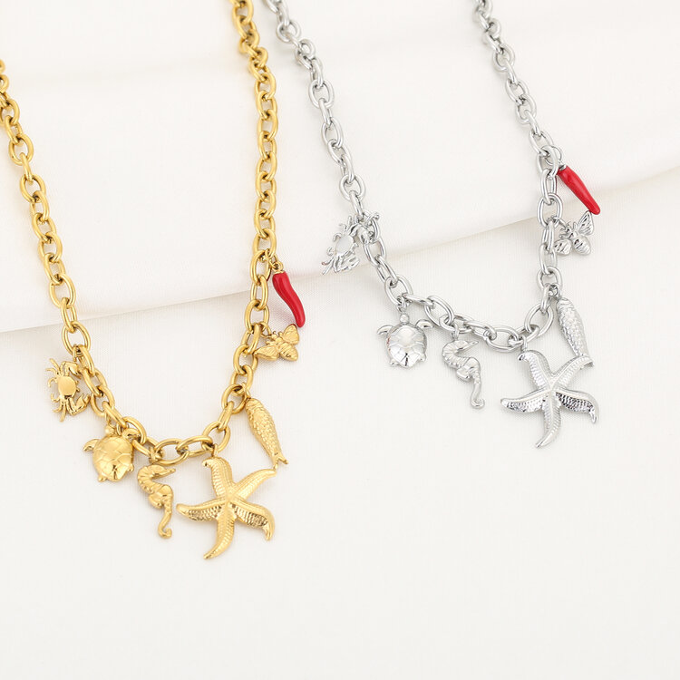 Gold Ocean Summer Charms Necklace
