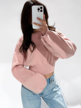 Lana Basic Crop Sweater / Dusty Pink