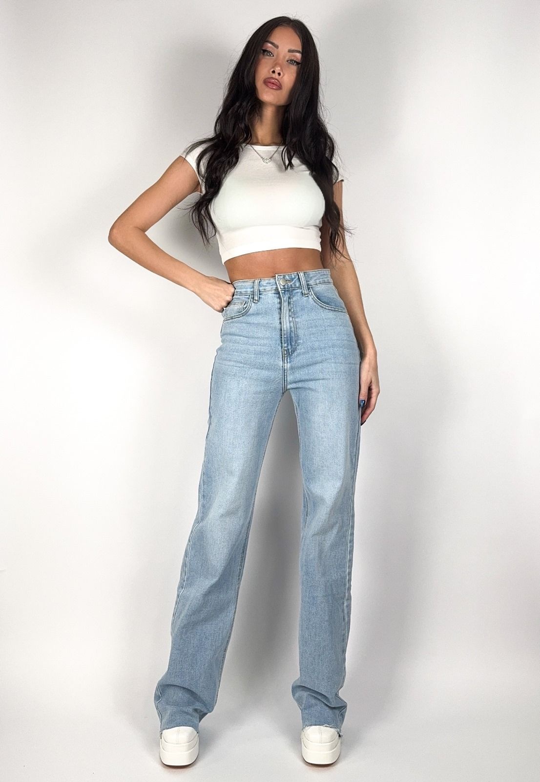 Lulu & Rose Serena Straight Leg Jeans (Mid Blue) main image 0