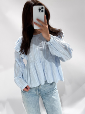 Salina Embroidered Blouse / Light Blue