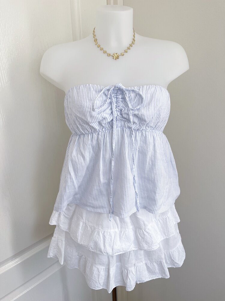 Nika Striped Halter Top / Light Blue