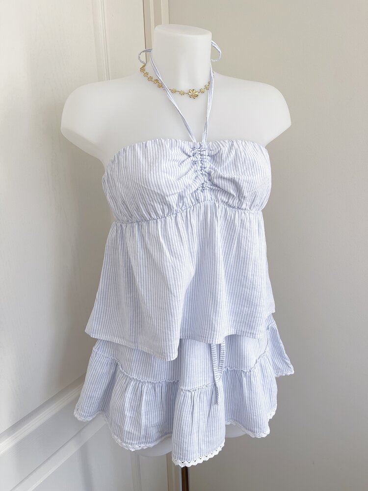 Nika Striped Halter Top / Light Blue