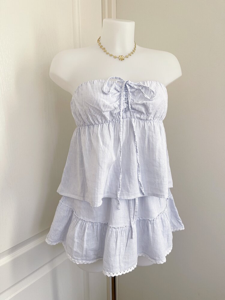 Nika Striped Halter Top / Light Blue