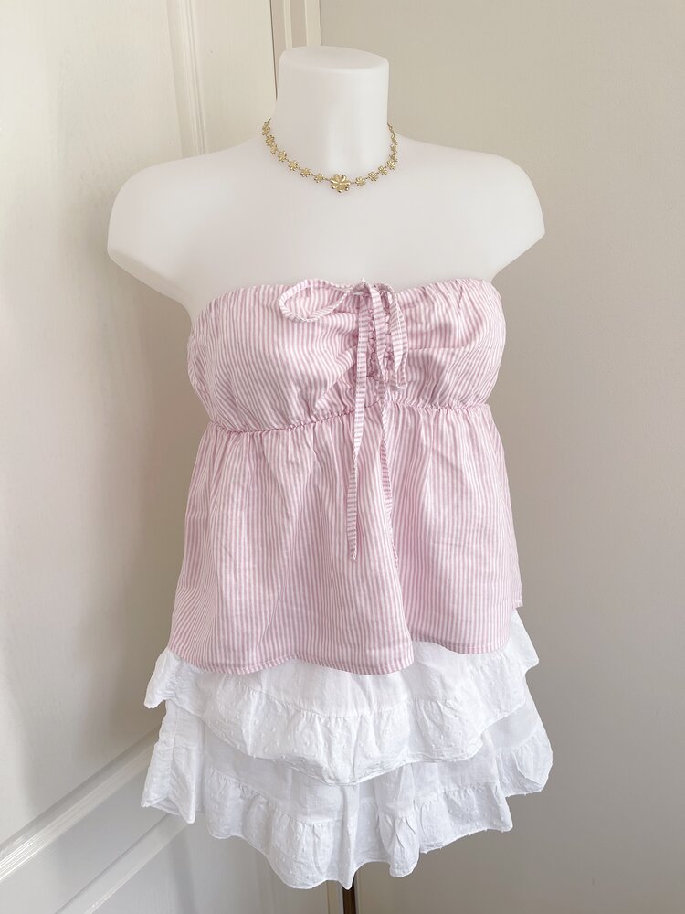 Nika Striped Halter Top / Light Pink