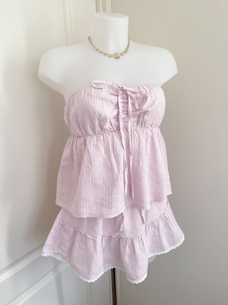 Nika Striped Halter Top / Light Pink