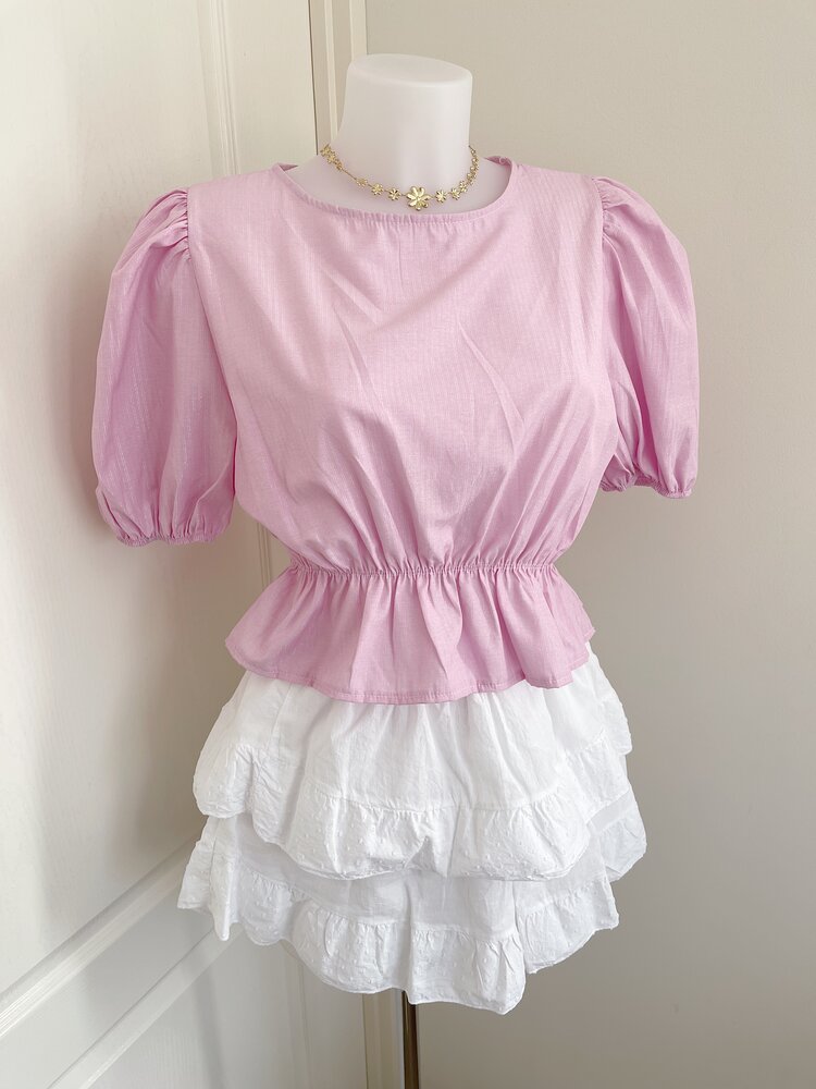 Kaylian Striped Puffy Top / Pink