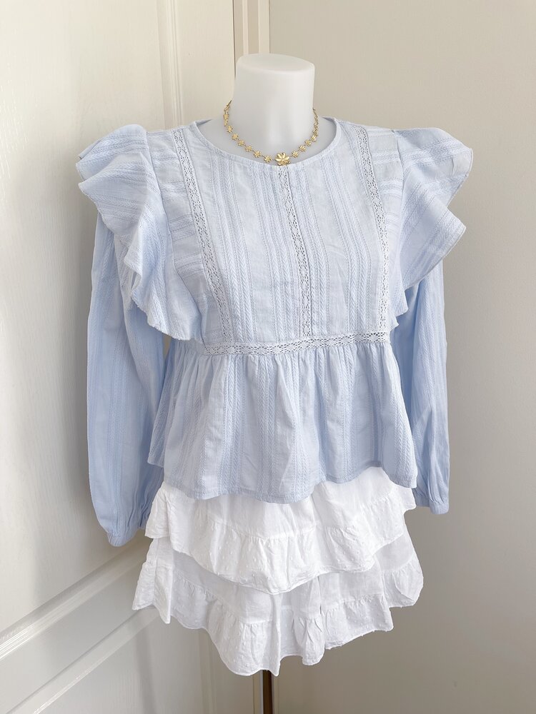 Salina Embroidered Blouse / Light Blue