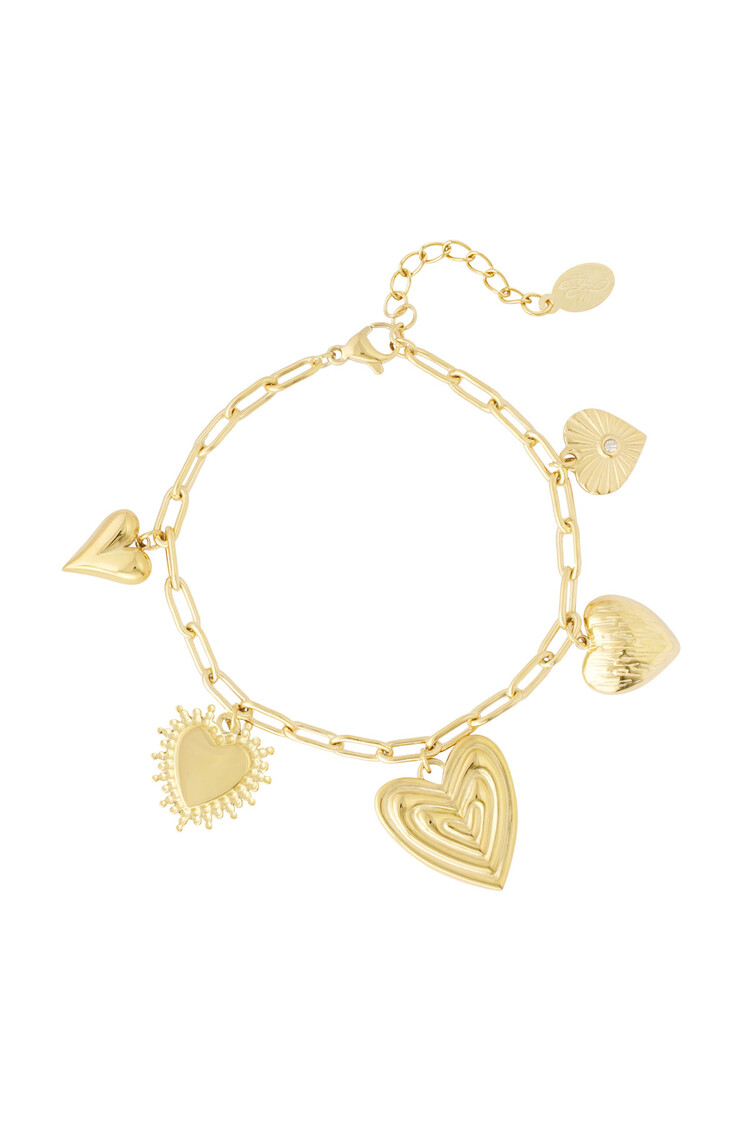 Gold Chunky Heart Charm Bracelet