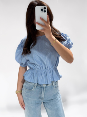 Kaylian Striped Puffy Top / Blue