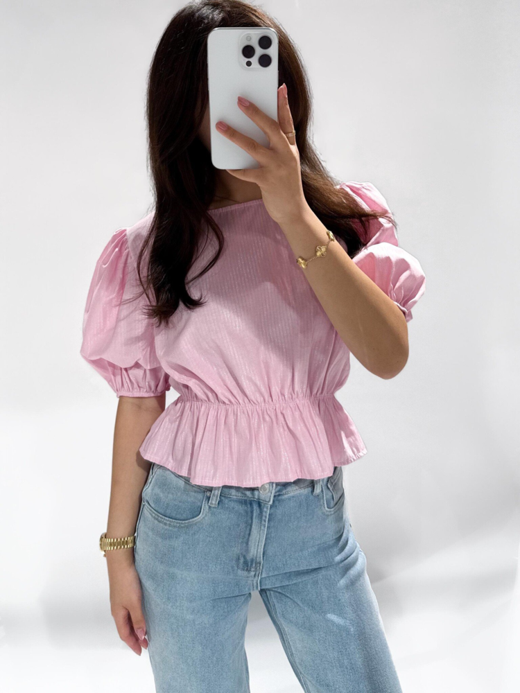 Kaylian Striped Puffy Top / Pink