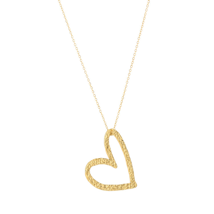 Gold Statement Open Heart Necklace