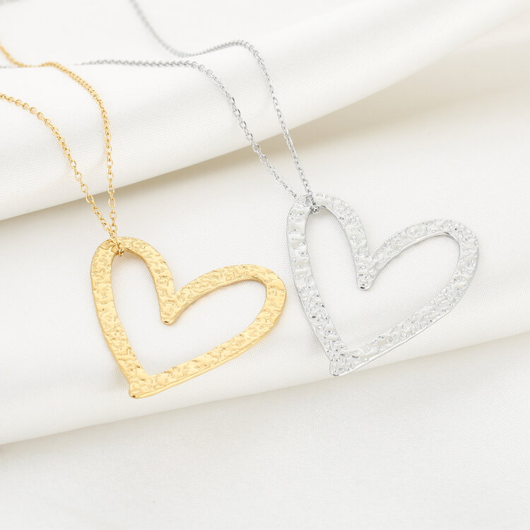 Gold Statement Open Heart Necklace