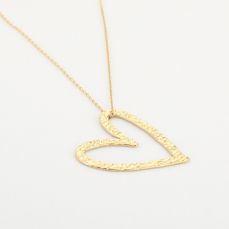 Gold Statement Open Heart Necklace