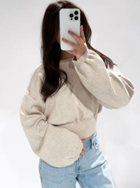 Lana Basic Crop Sweater / Beige