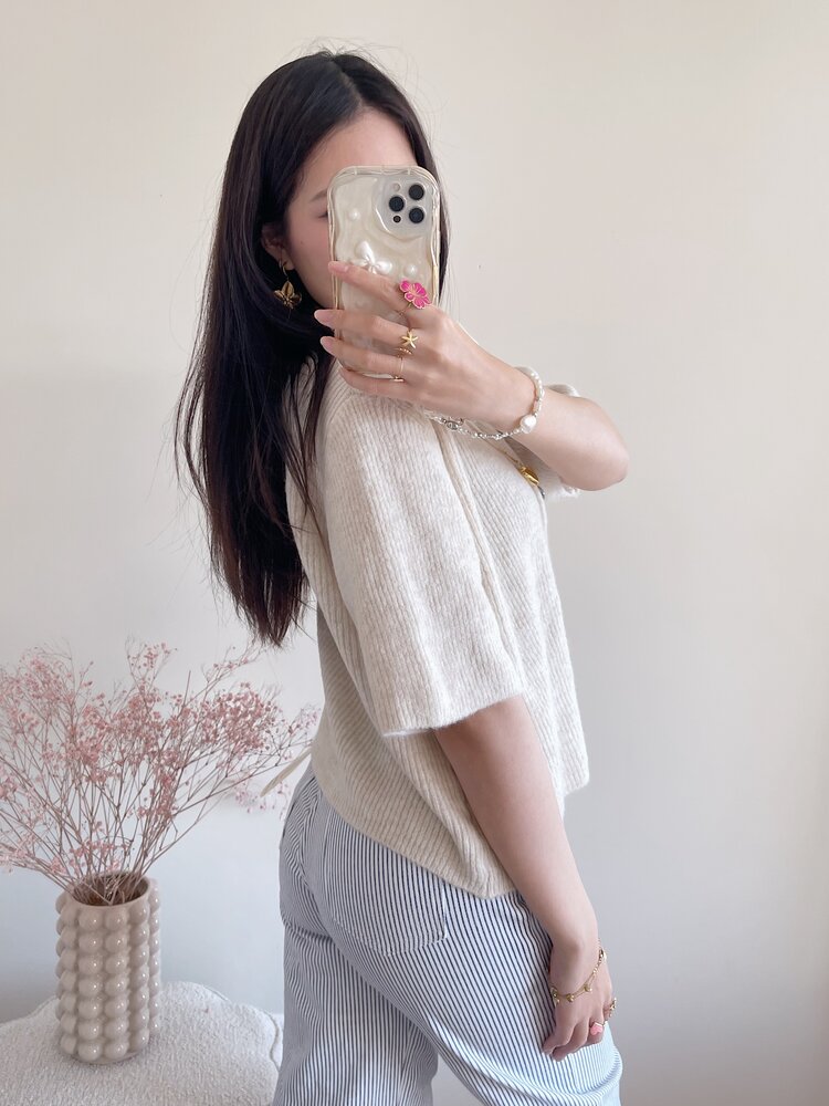 Izza Short Sleeve Cardigan / Off White