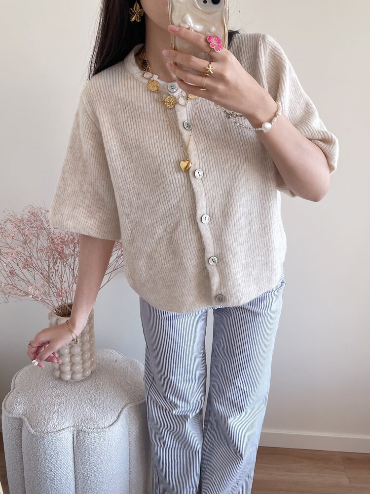 Izza Short Sleeve Cardigan / Off White