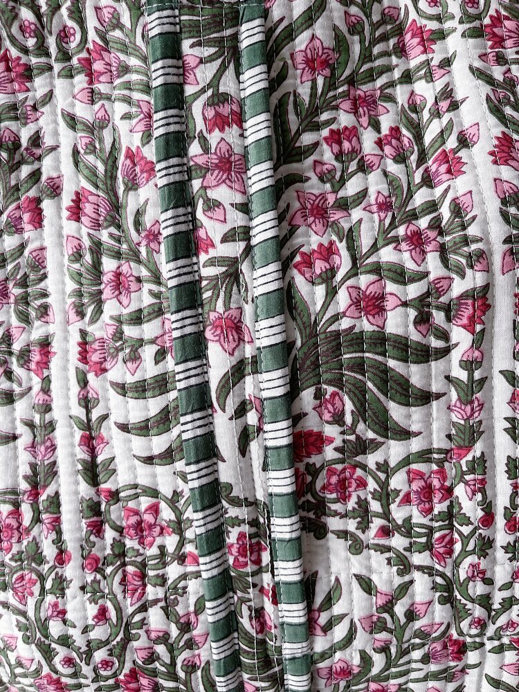 Macie Flower Shopper Bag / White & Green