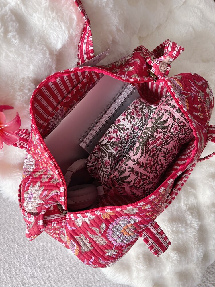 Yasmina Flower Travel Bag / Red Pink