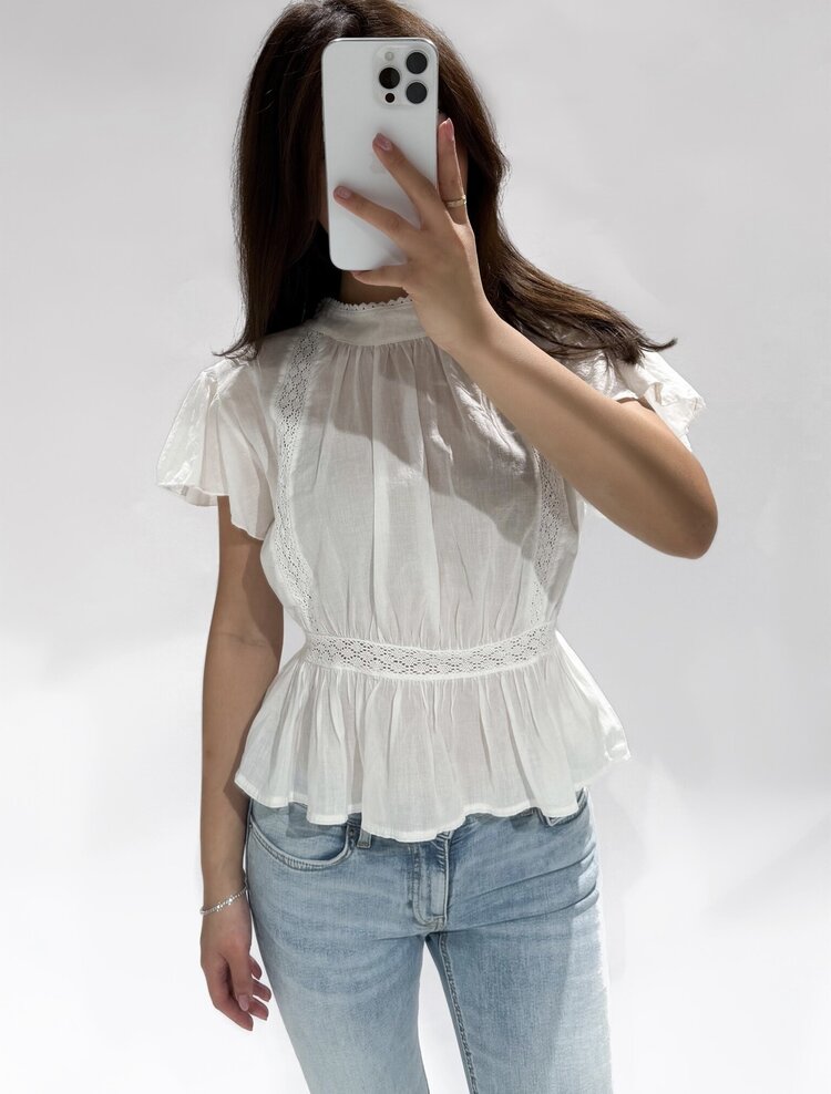 Eliana Embroidered Blouse / White