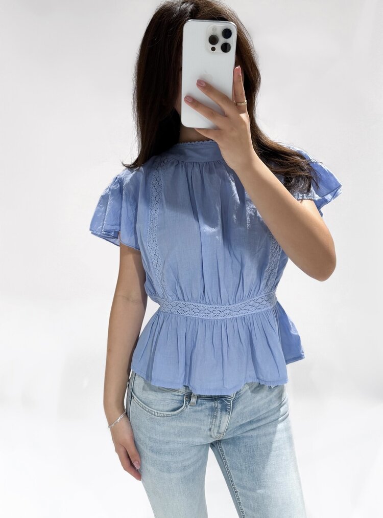 Eliana Embroidered Blouse / Blue