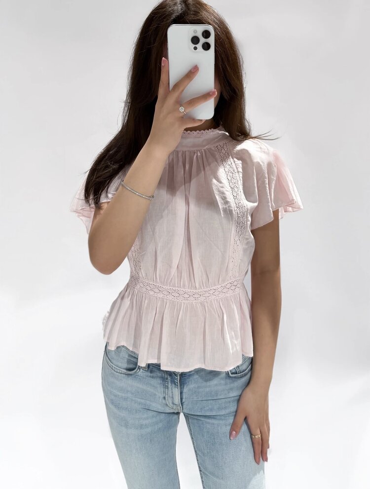 Eliana Embroidered Blouse / Light Pink