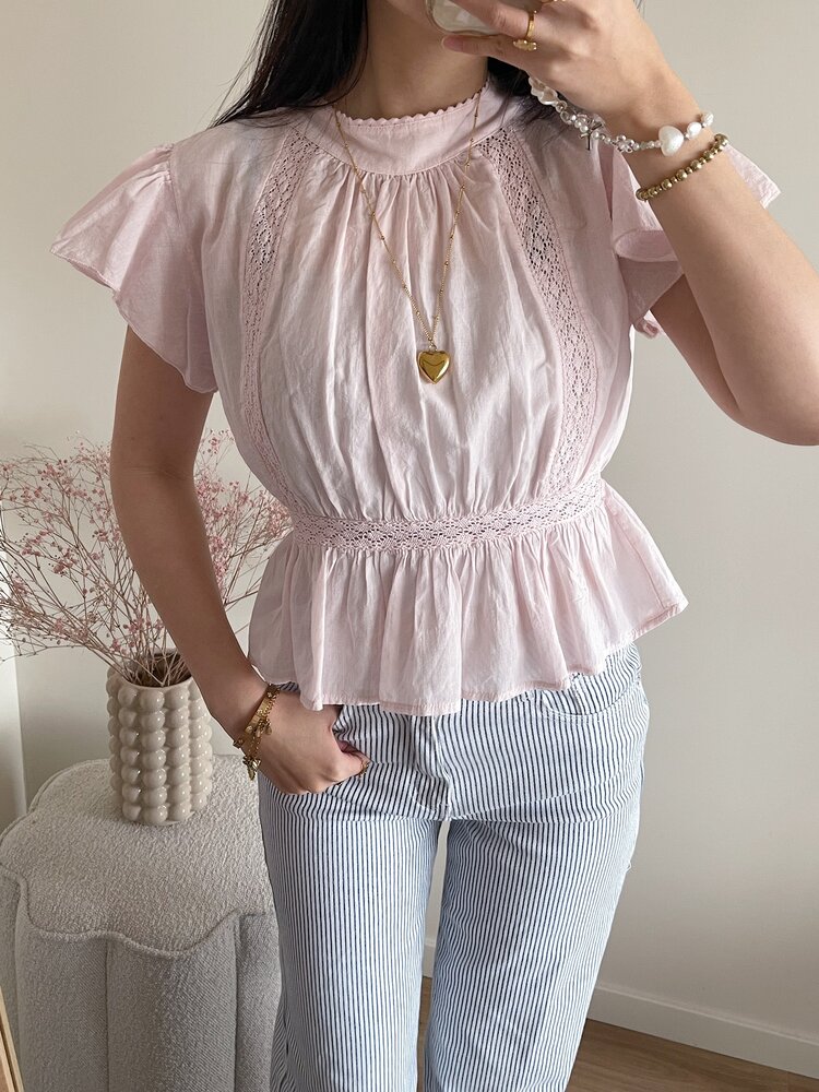 Eliana Embroidered Blouse / Light Pink