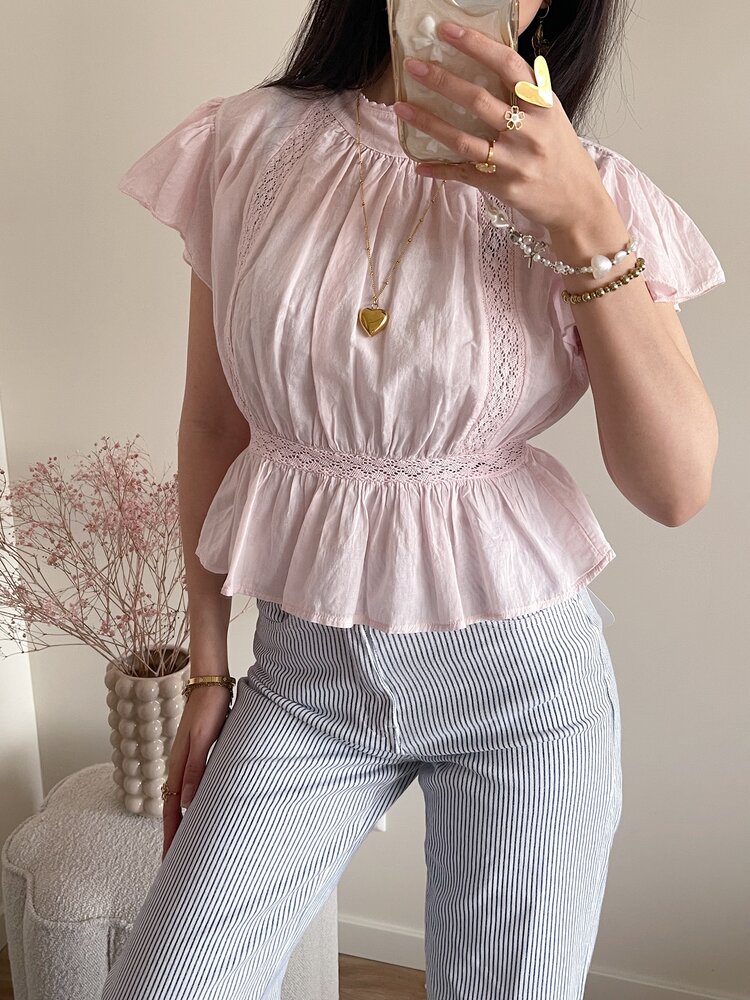 Eliana Embroidered Blouse / Light Pink