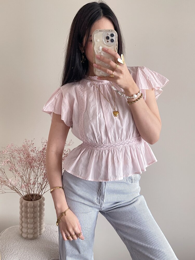 Eliana Embroidered Blouse / Light Pink