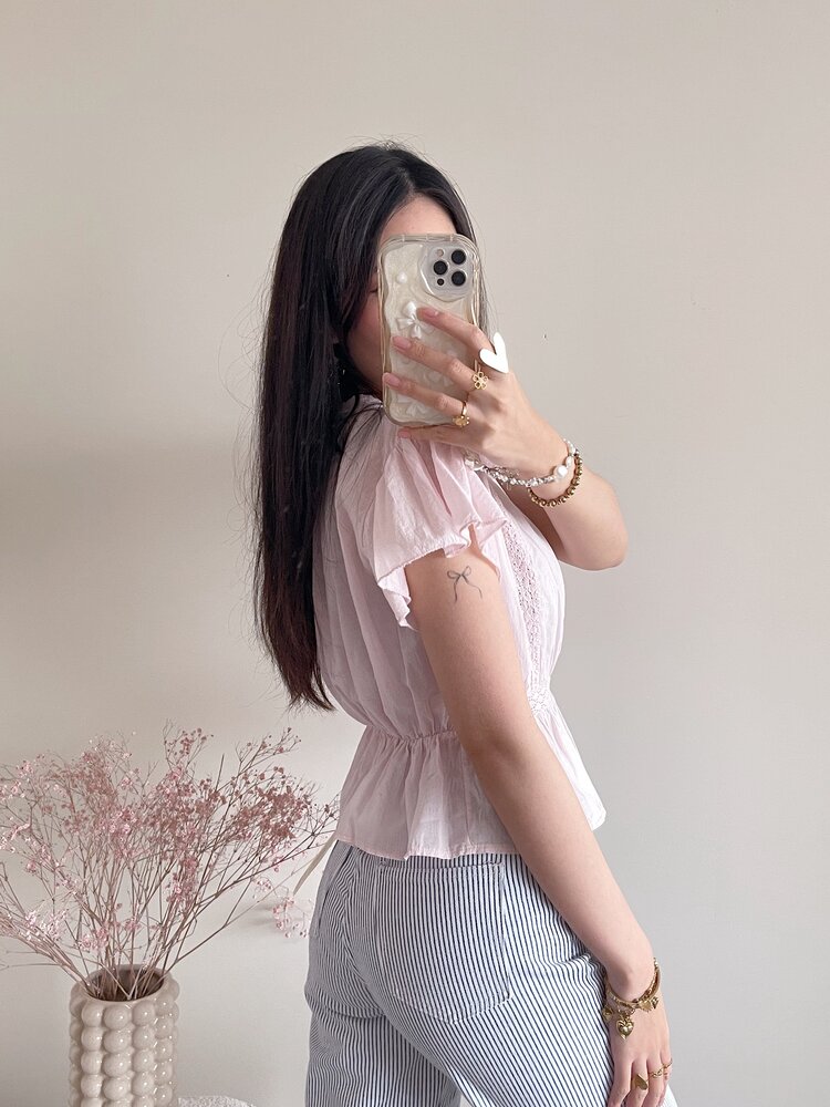 Eliana Embroidered Blouse / Light Pink