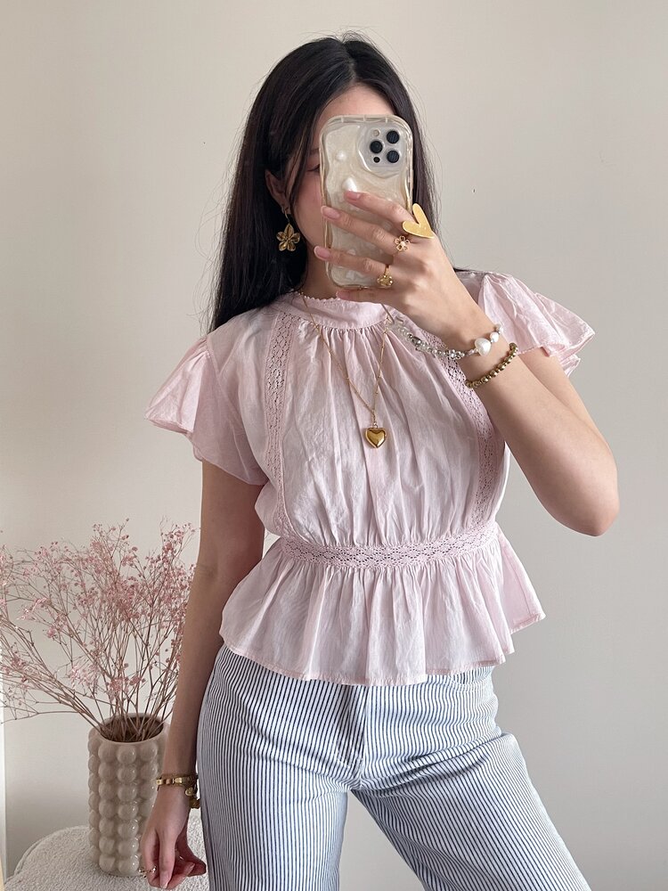 Eliana Embroidered Blouse / Light Pink