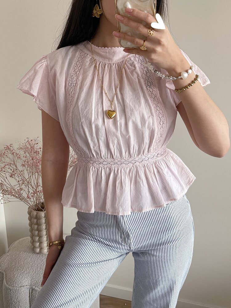 Eliana Embroidered Blouse / Light Pink