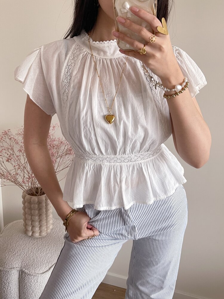 Eliana Embroidered Blouse / White