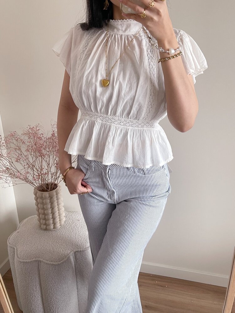 Eliana Embroidered Blouse / White