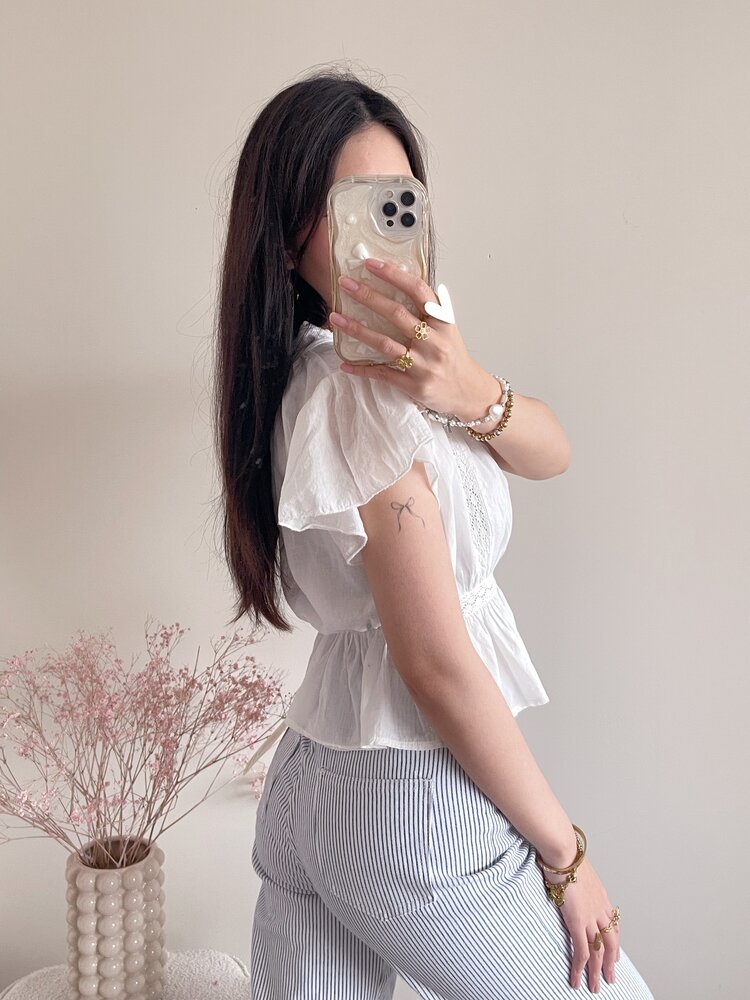 Eliana Embroidered Blouse / White