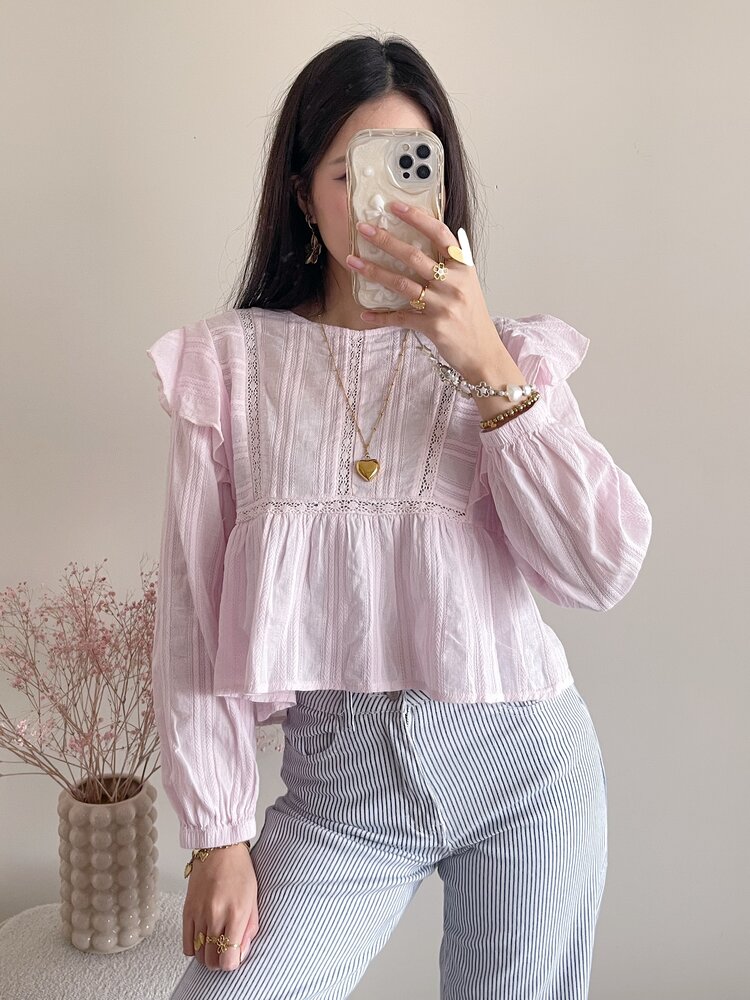 Salina Embroidered Blouse / Light Pink