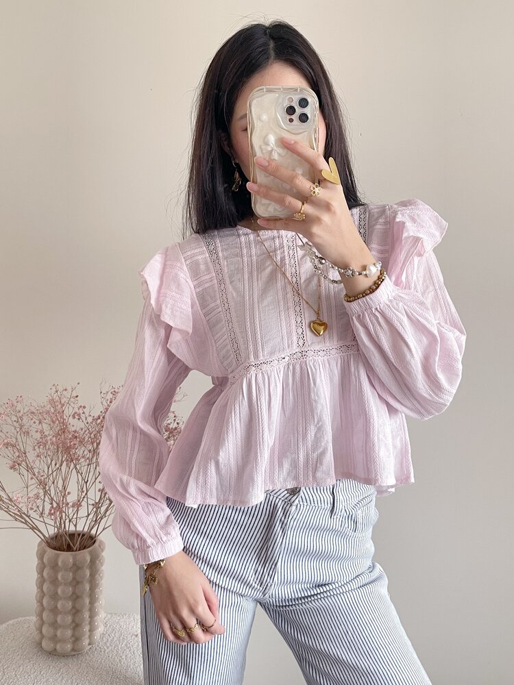 Salina Embroidered Blouse / Light Pink