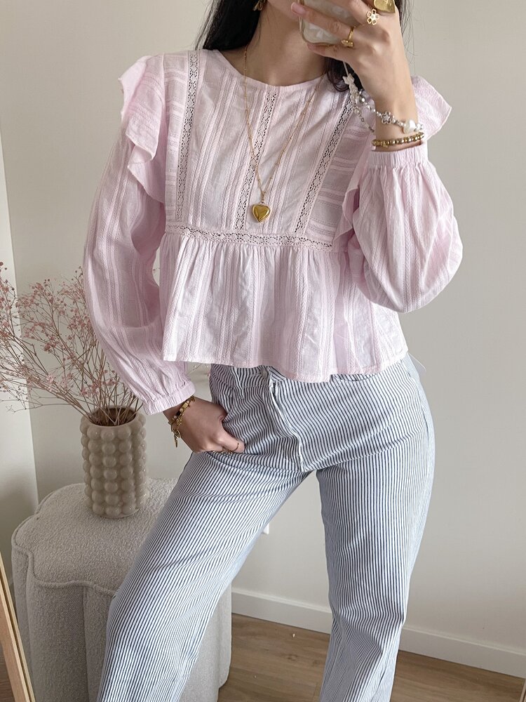 Salina Embroidered Blouse / Light Pink