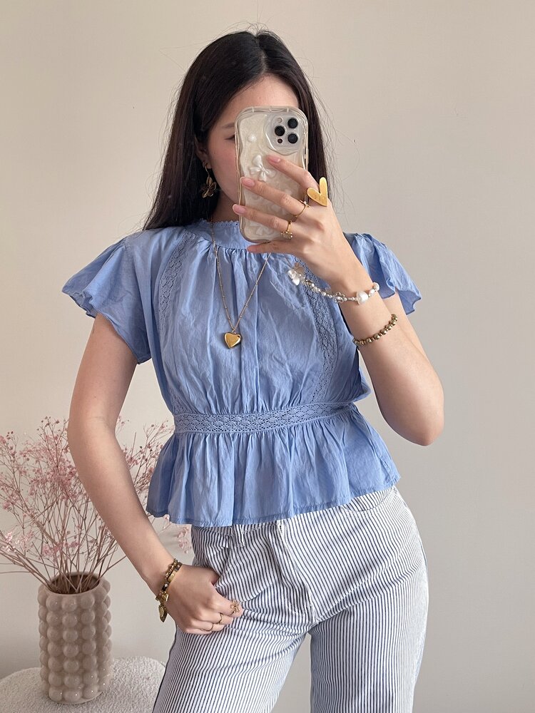 Eliana Embroidered Blouse / Blue