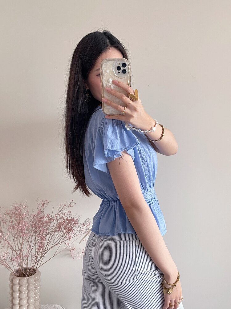 Eliana Embroidered Blouse / Blue