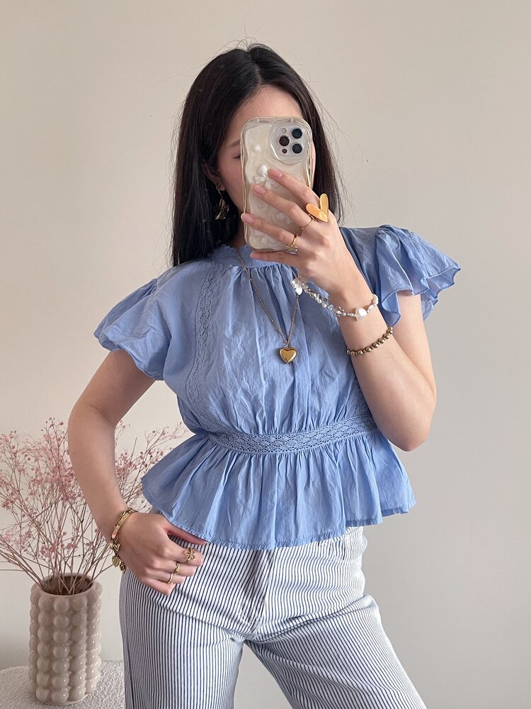 Eliana Embroidered Blouse / Blue