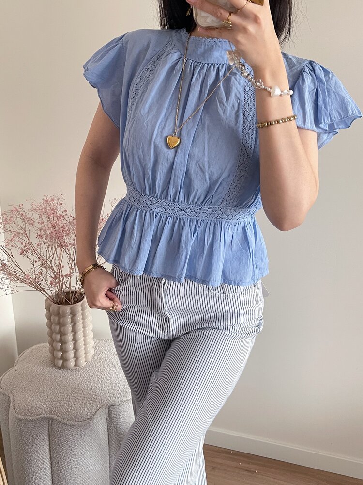 Eliana Embroidered Blouse / Blue