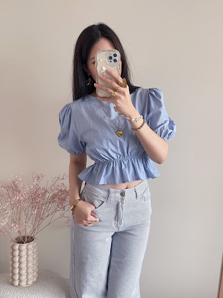 Kaylian Striped Puffy Top / Blue