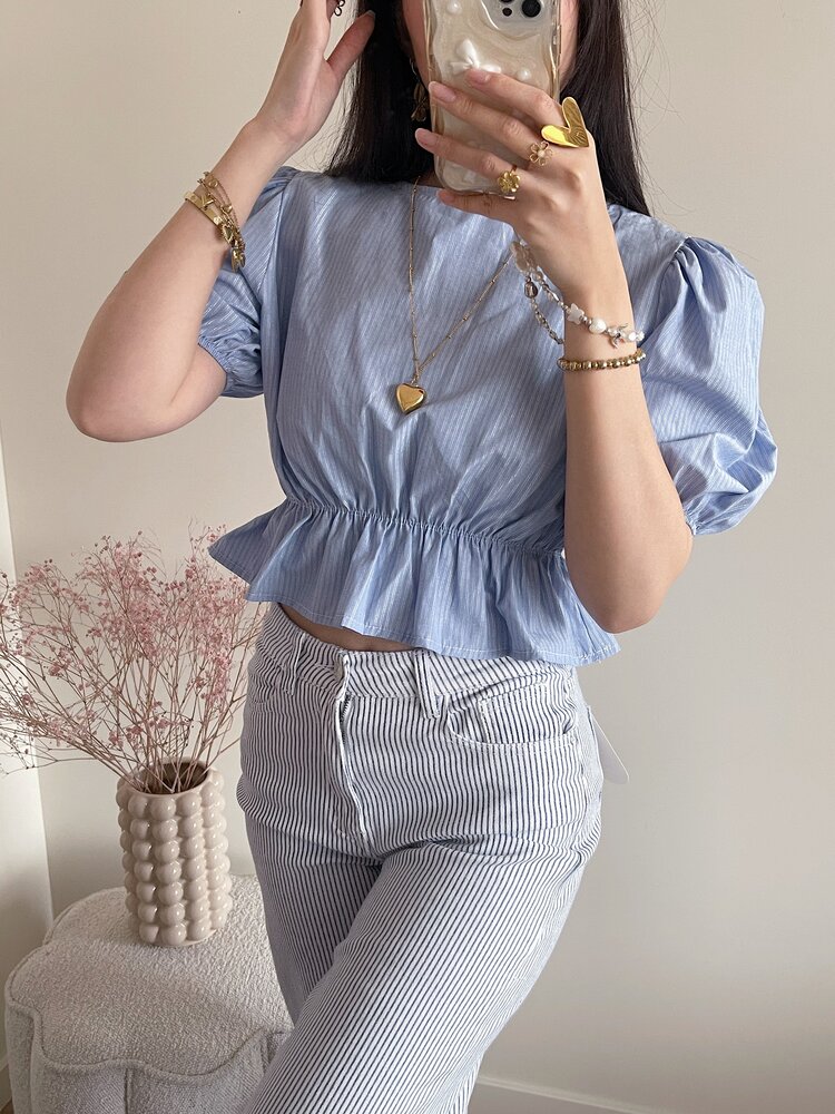 Kaylian Striped Puffy Top / Blue