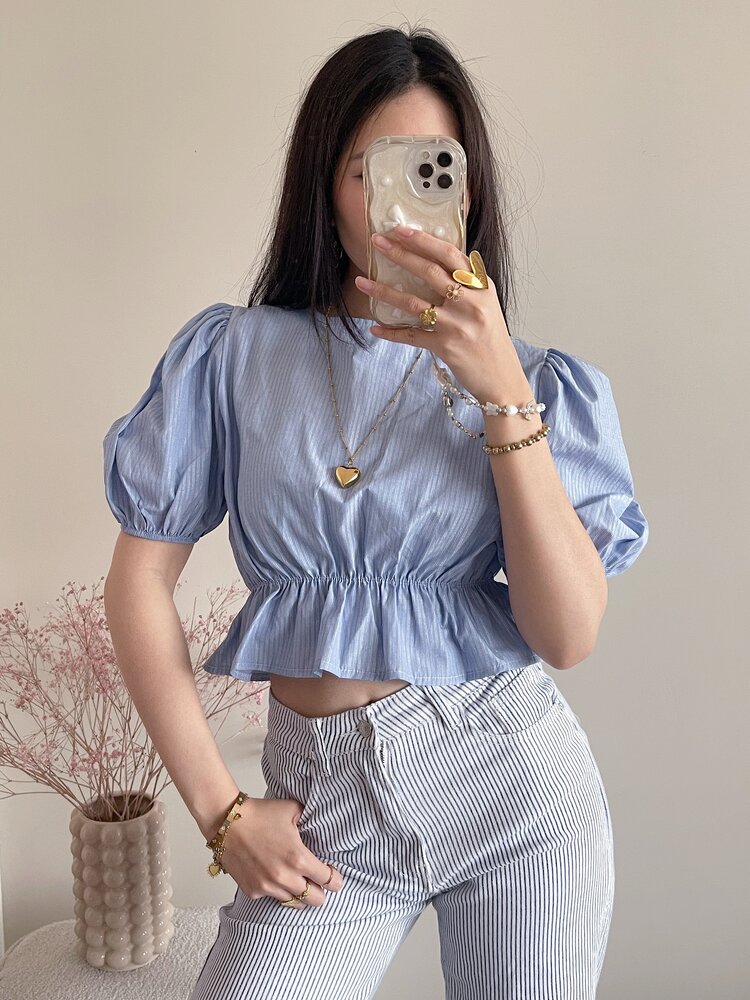 Kaylian Striped Puffy Top / Blue